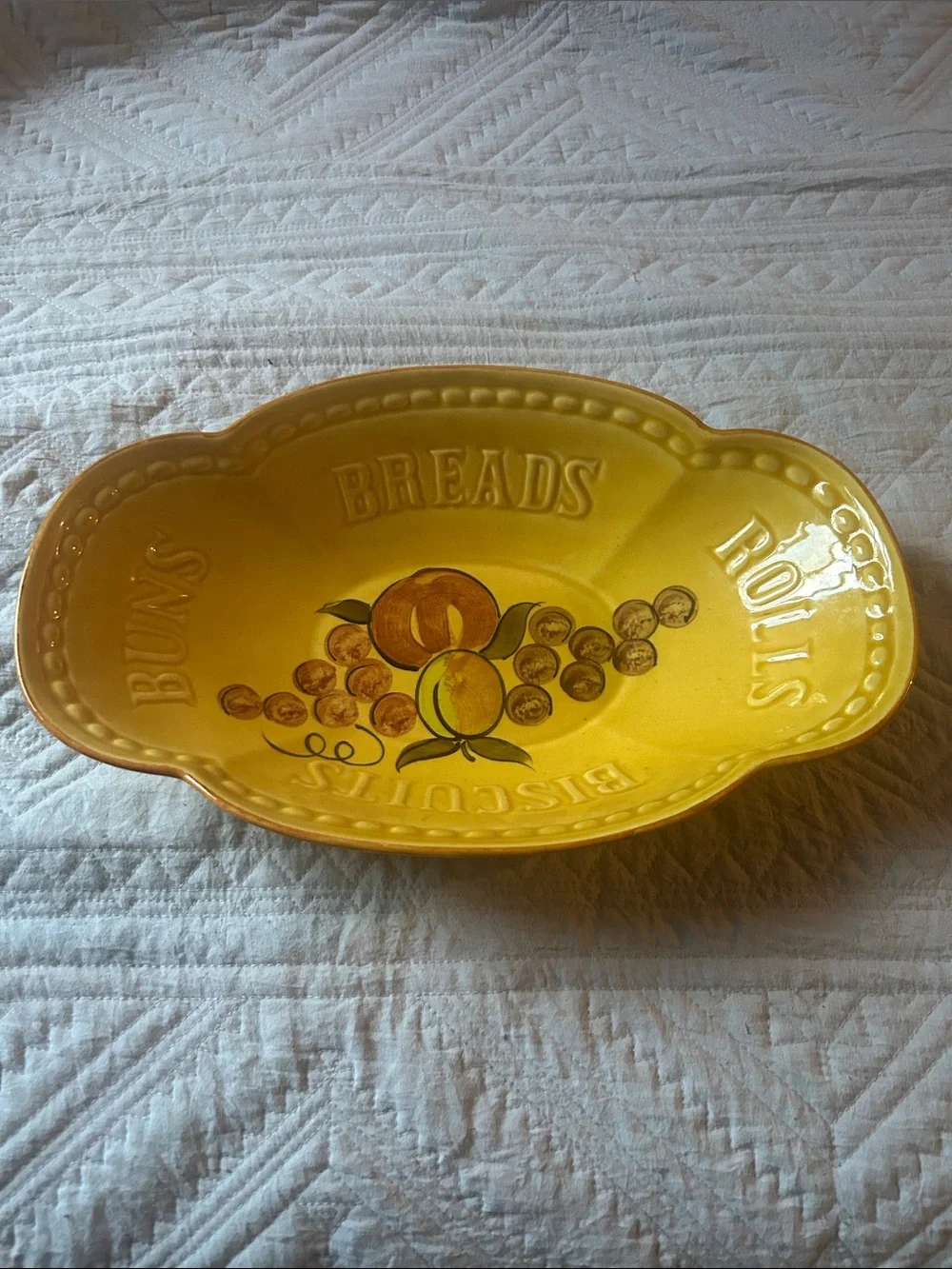 Vintage 60's Los Angeles Yellow Glazed Ceramic Bread Bowl Made In USA